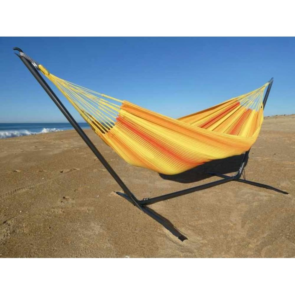 Hamac XXL en coton multicolore et support en métal
