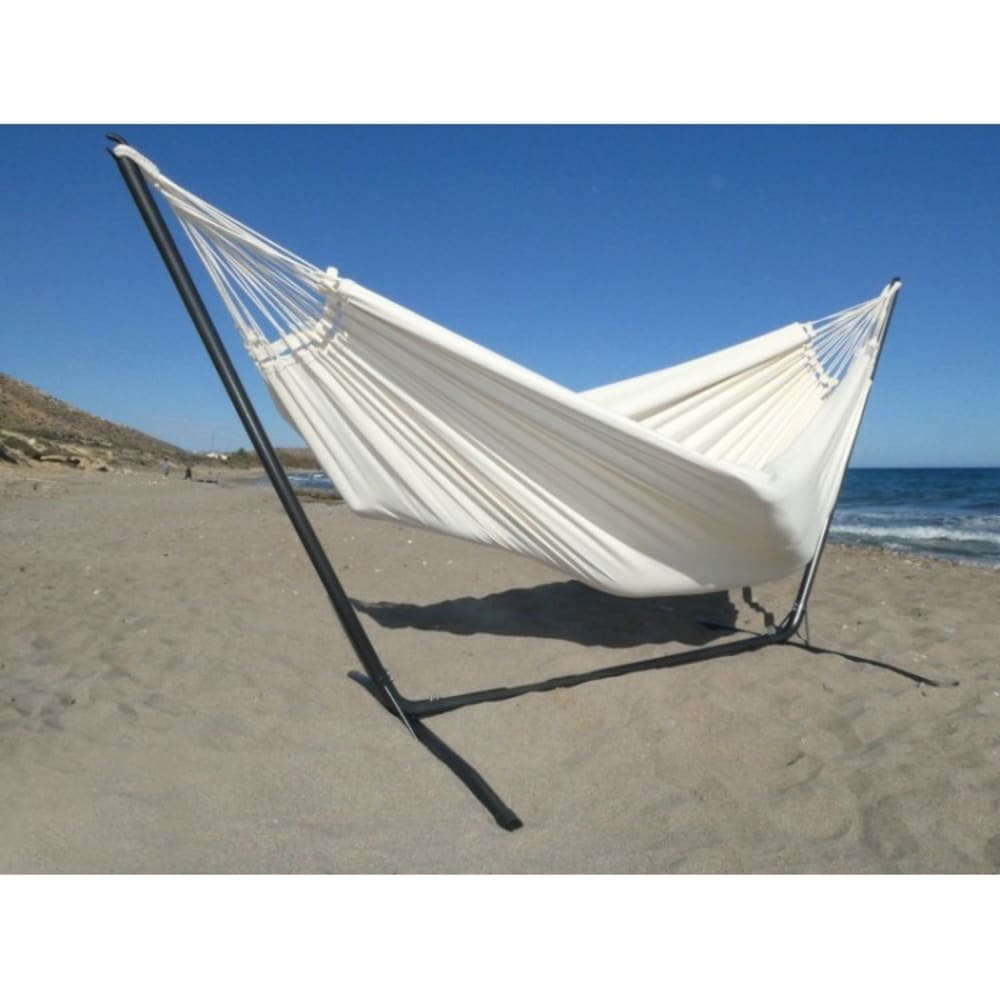 Hamac XXL en coton écru et support en métal