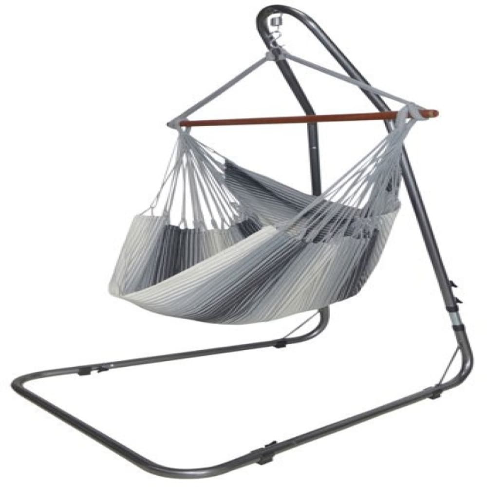 Hamac chaise XL en coton gris et support en métal