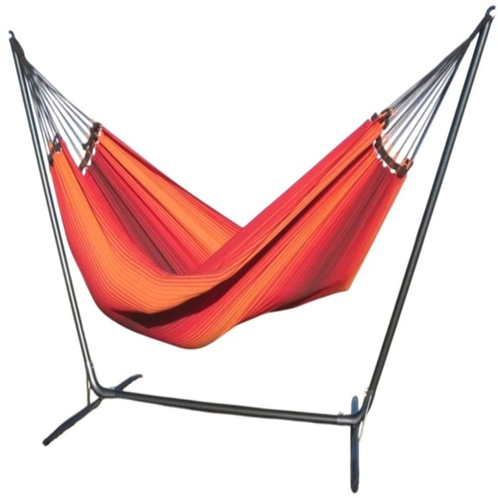Hamac L en coton multicolore et pied en métal