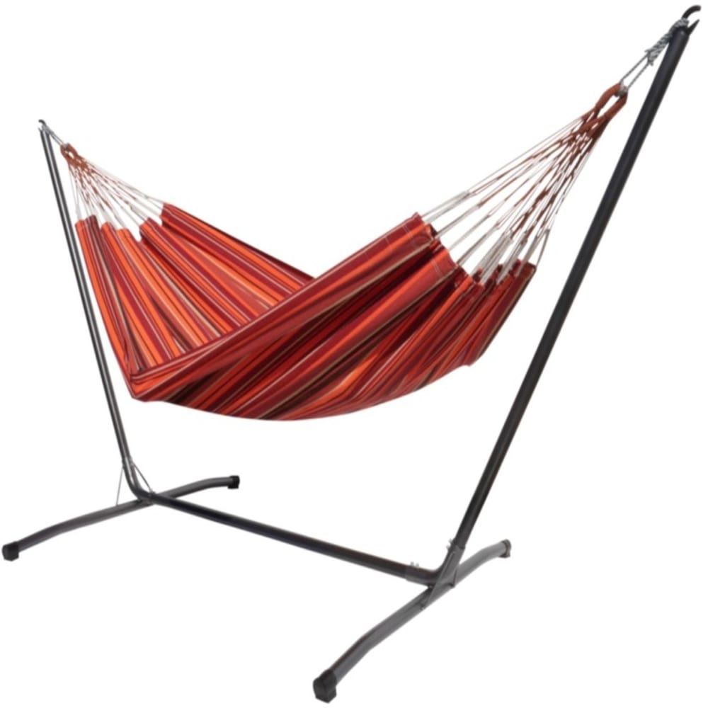 Hamac L en coton multicolore et support en métal