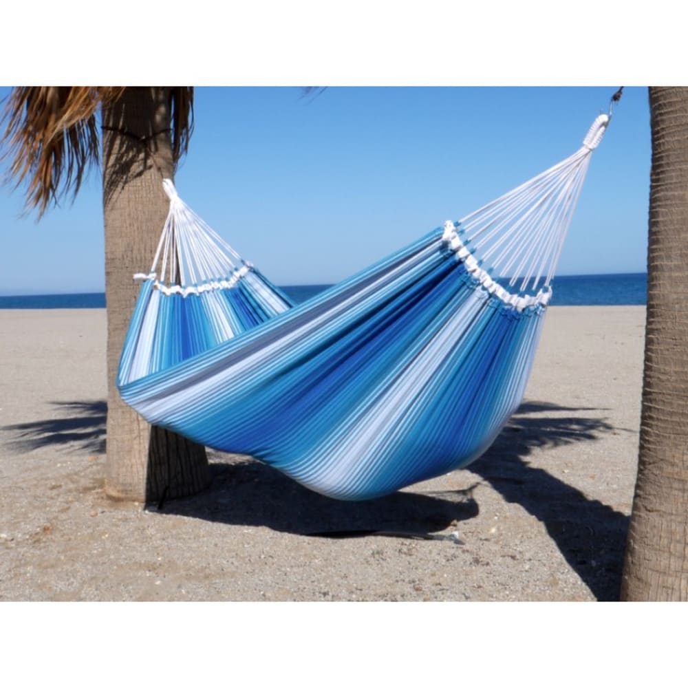 Hamac XXL en coton bleu et blanc