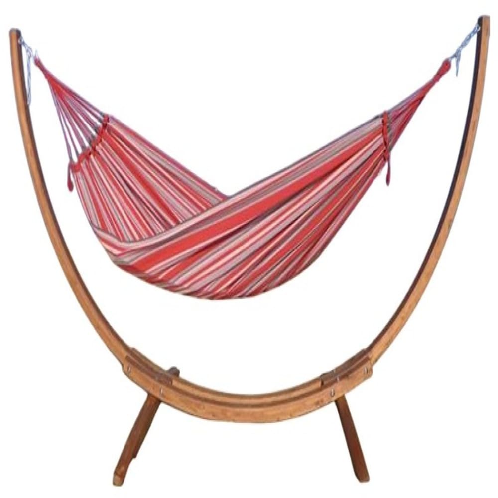 Hamac XL en coton multicolore et pied en bois de mélèze