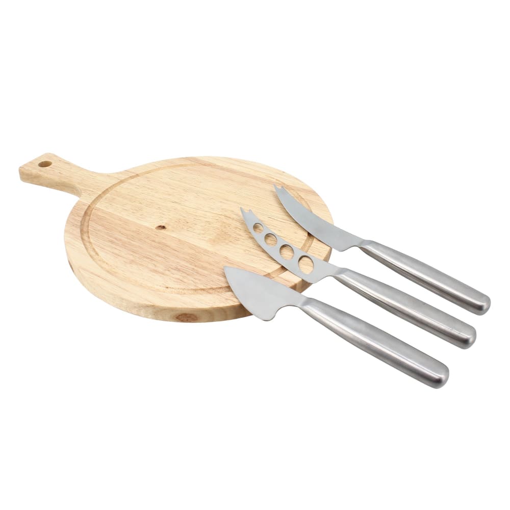 Planche à découper ronde et 3 couteaux à fromage - Maisons du Monde