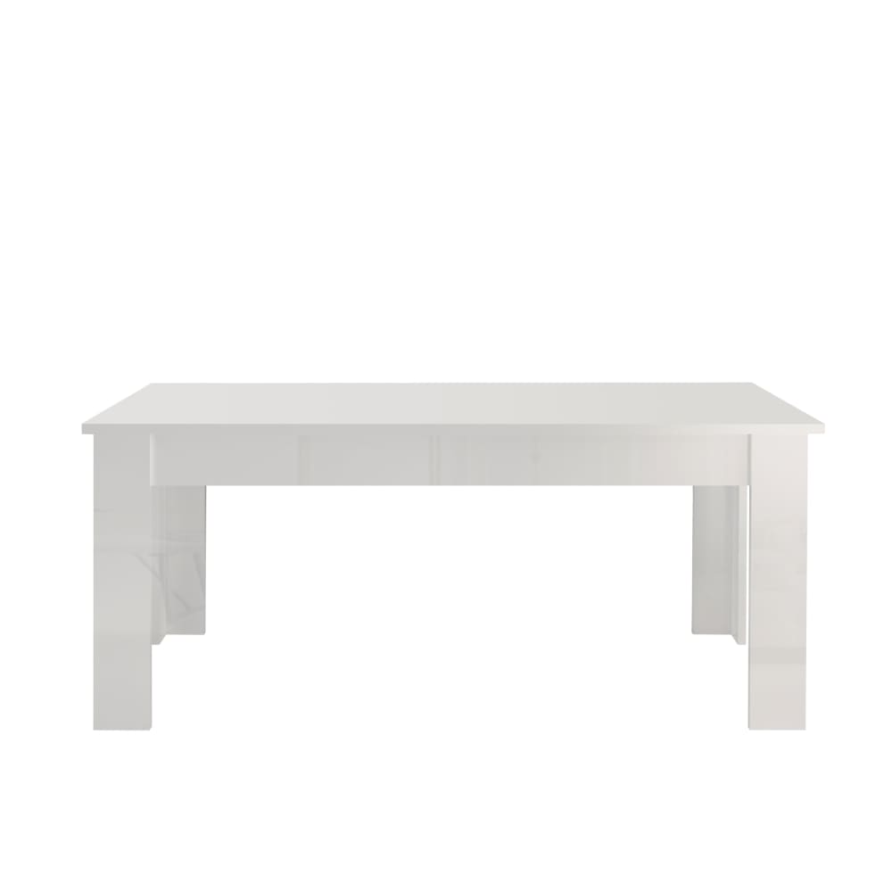 Table extensible 6-8 personnes 160/210 cm effet bois blanc brillant