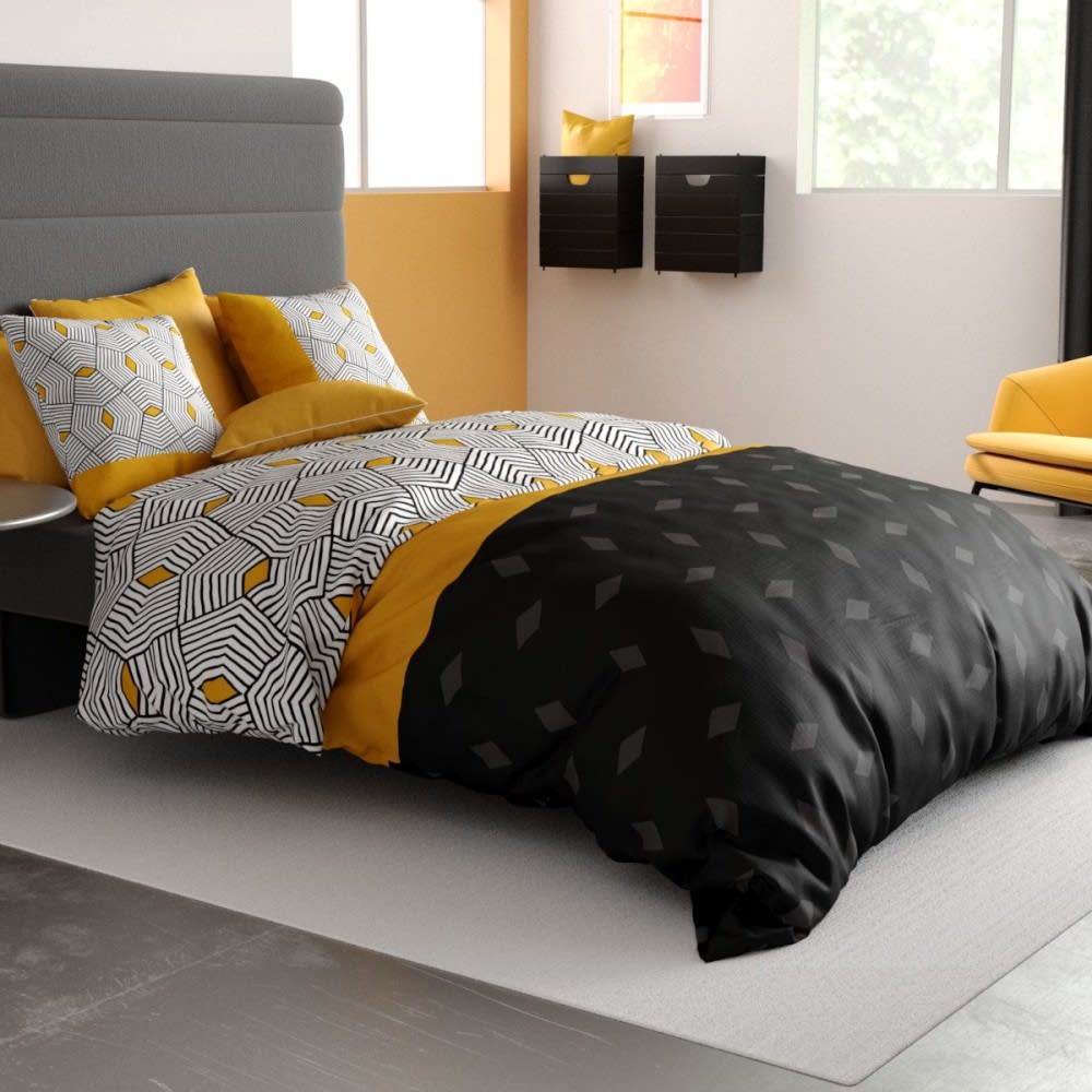 Parure de couette 100% coton 57 fils imprimée 240x220cm 2 taies