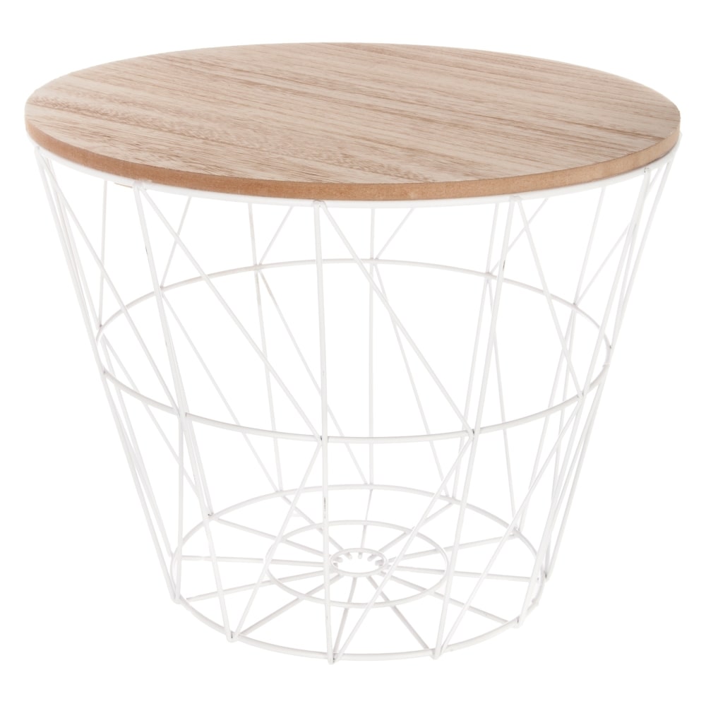 mesa auxiliar de hierro beige o38x31cm