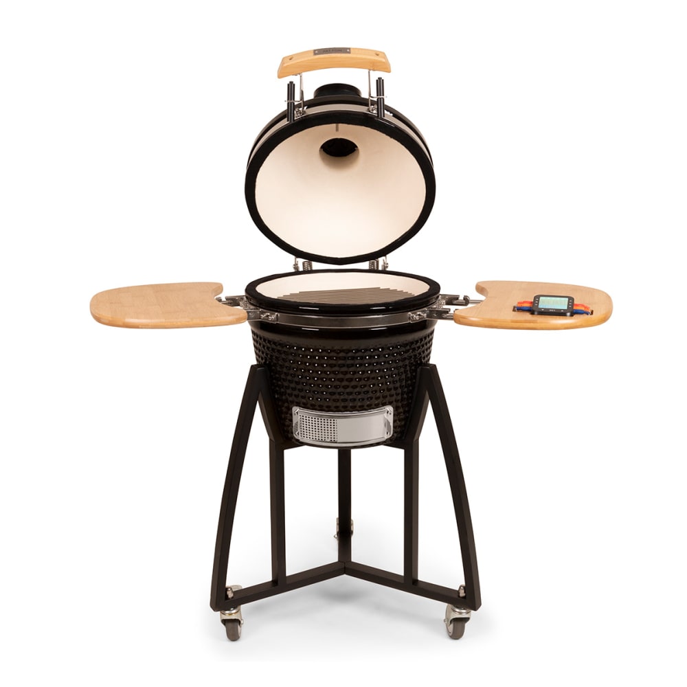 Barbecue kamado à charbon en céramique noire, grille D34cm