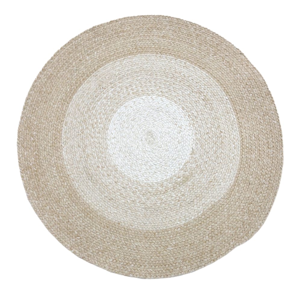 Tapis d'extérieur, rond, beige/blanc, 180 x 180 cm / épaisseur : 5 mm