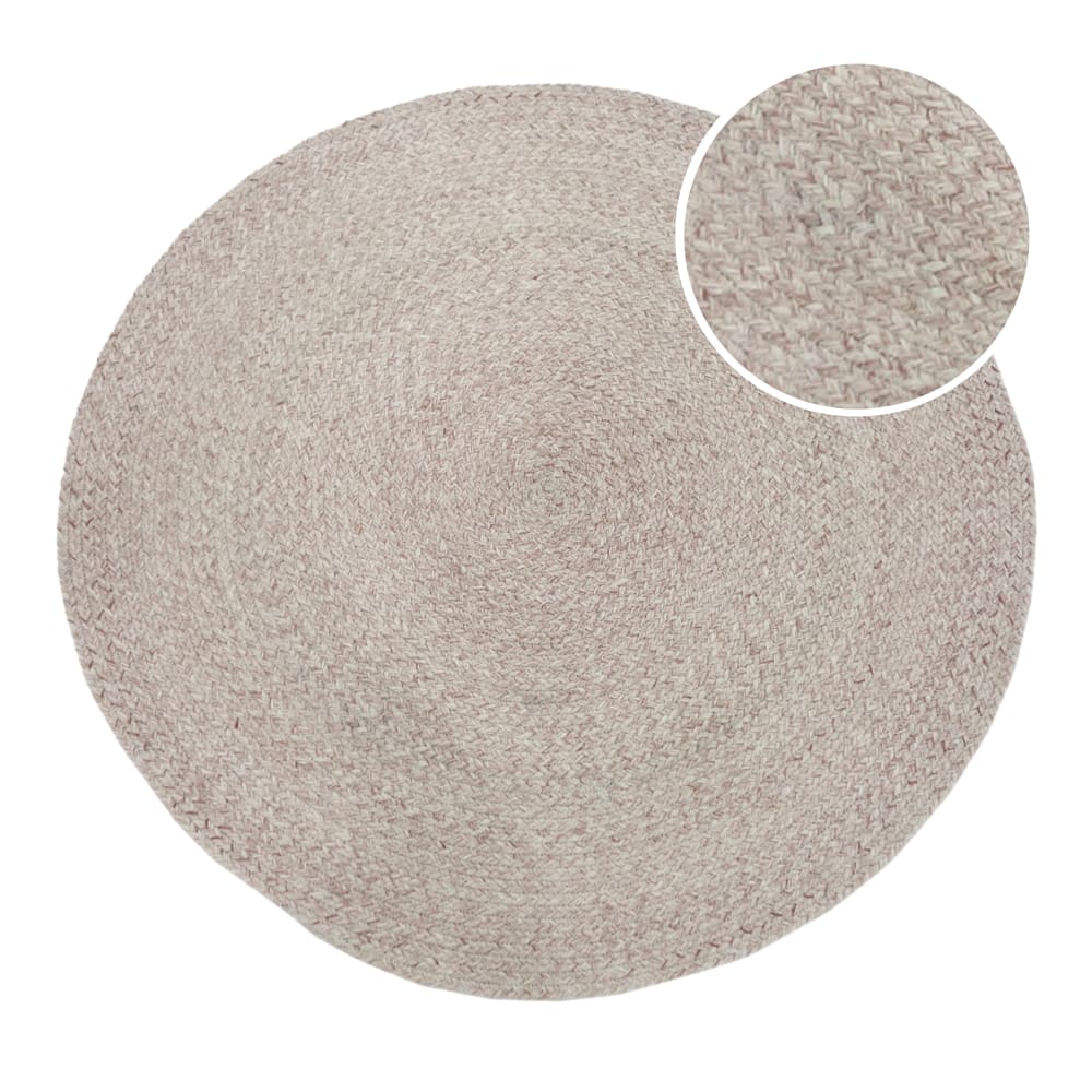 Tapis d'extérieur, rond, beige rosé, 180 x 180 cm / épaisseur : 5 mm