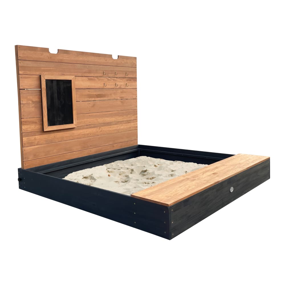 Sandkasten XXL aus FSC Holz mit Sitzbank, Stauraum & Deckel,