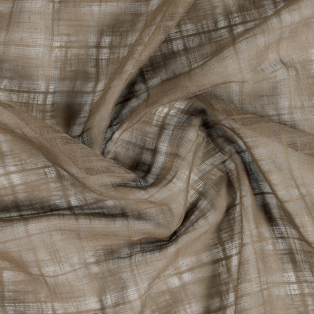 Voilage à oeillets motifs carreaux alsaciens coton/polyester marron - Maisons du Monde