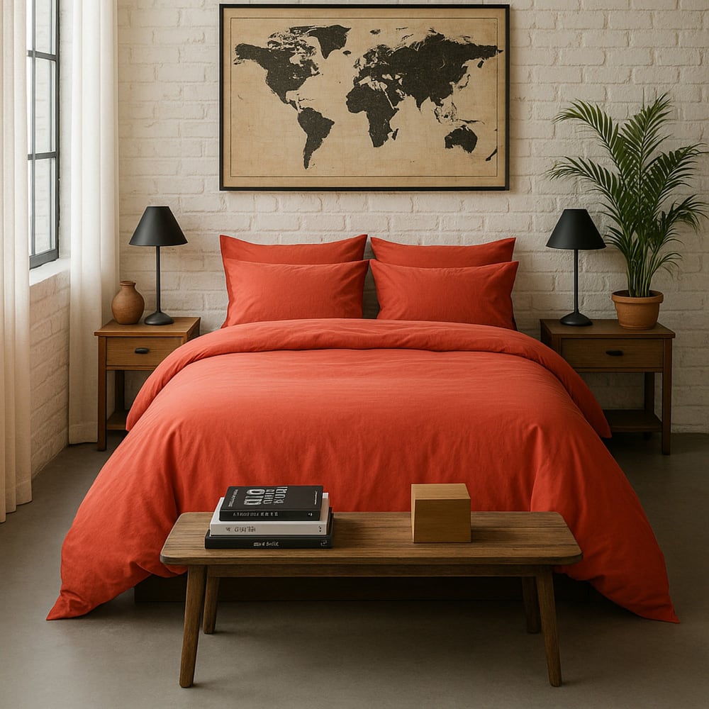 Taie d'oreiller 65x65 cm Percale de Coton Lavé Terre De Sienne — vue 3