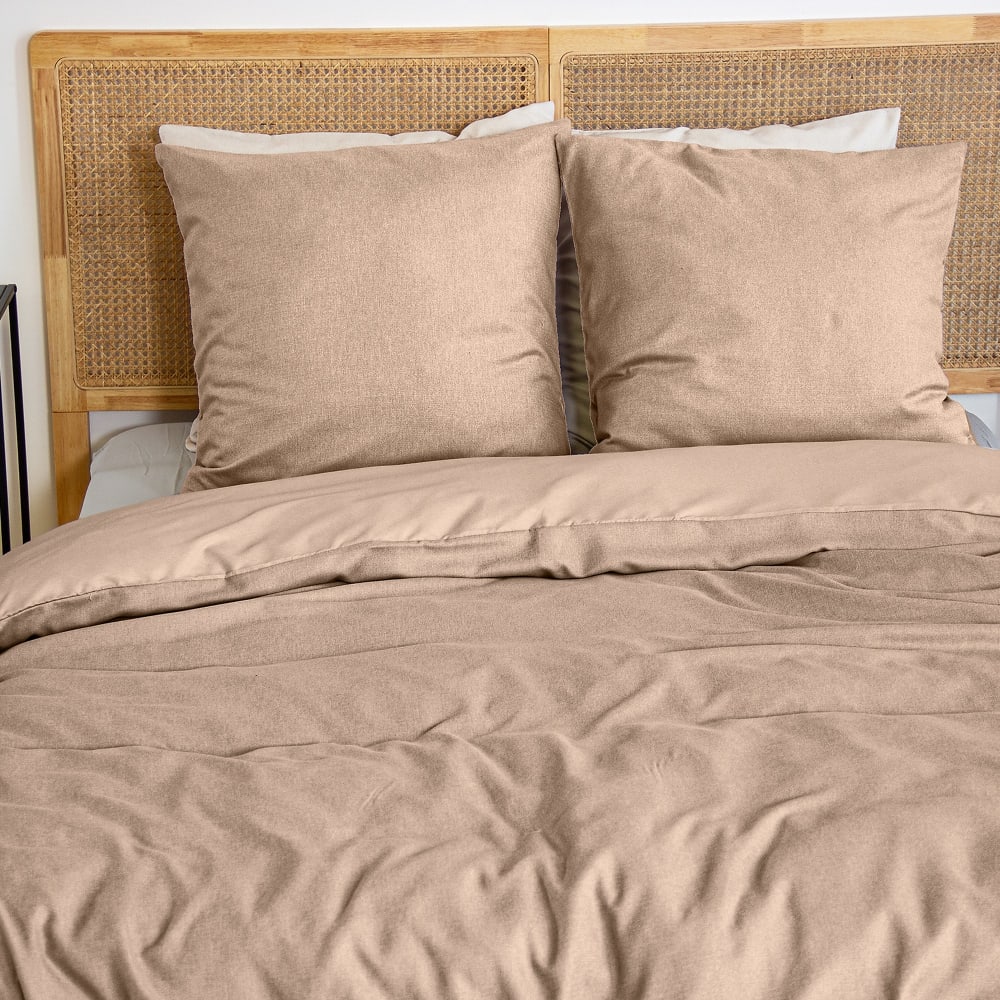 Parure de lit 220x240 cm Microfibre effet flanelle Grège — vue 4
