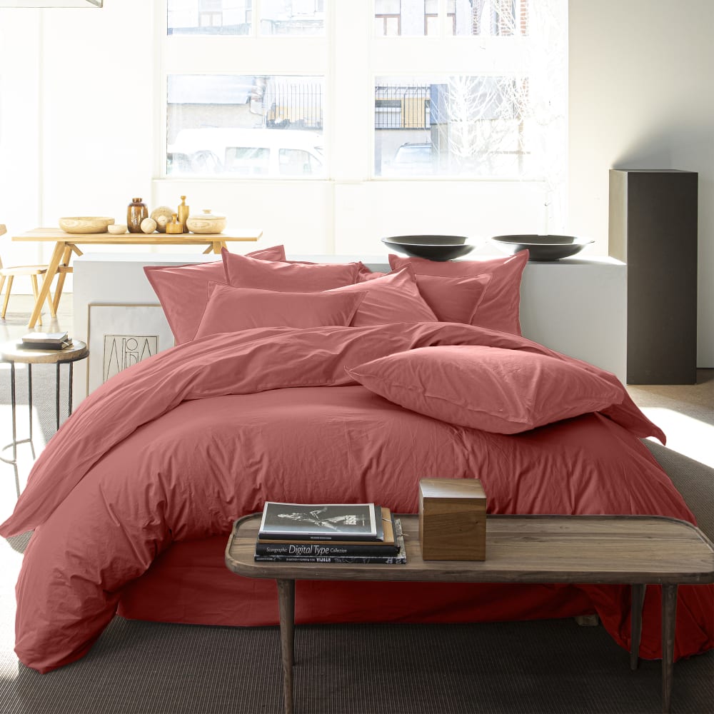 Taie d'oreiller 65x65 cm Percale de Coton Lavé Vieux Rose — vue 3