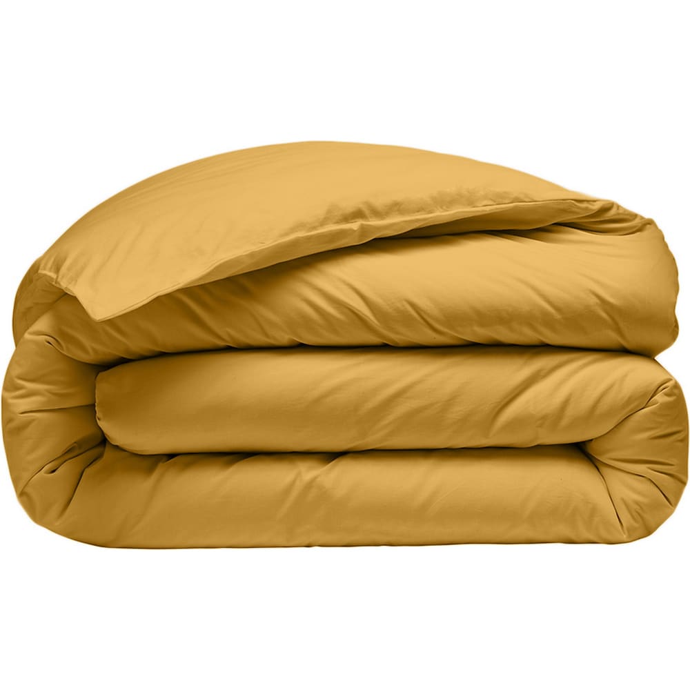 Housse de couette 220x240 cm Percale de Coton Lavé Jaune Moutarde — vue 4