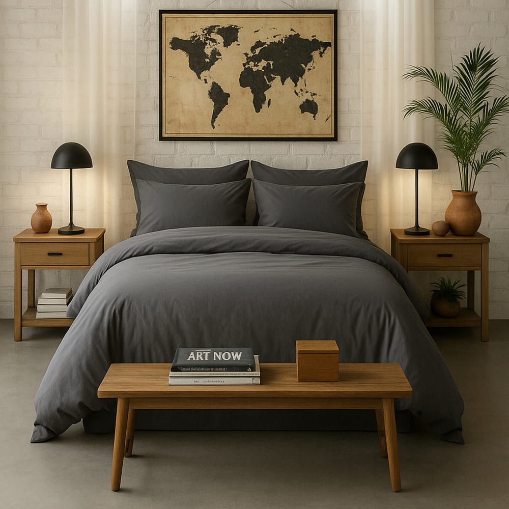 Housse de couette percale coton gris magnet 260x240 cm