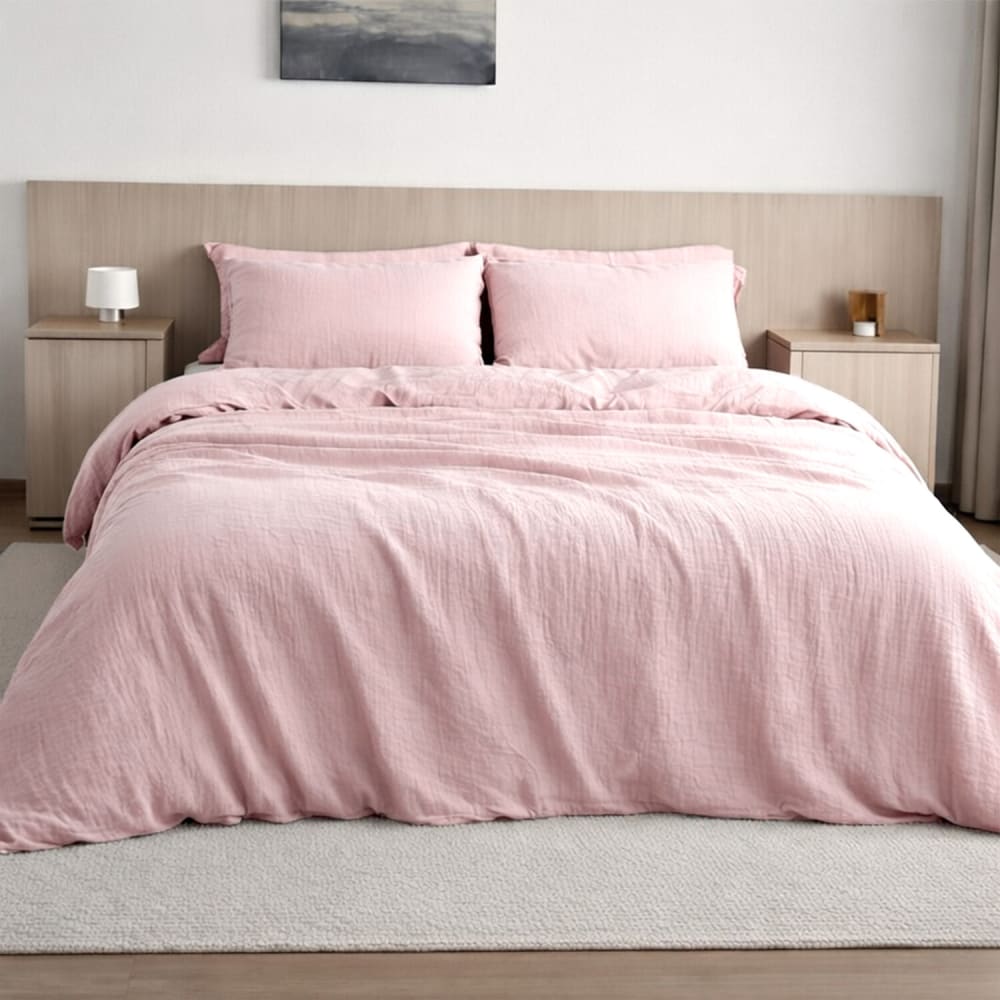 Housse de couette gaze de coton rose lotus 240x220 cm