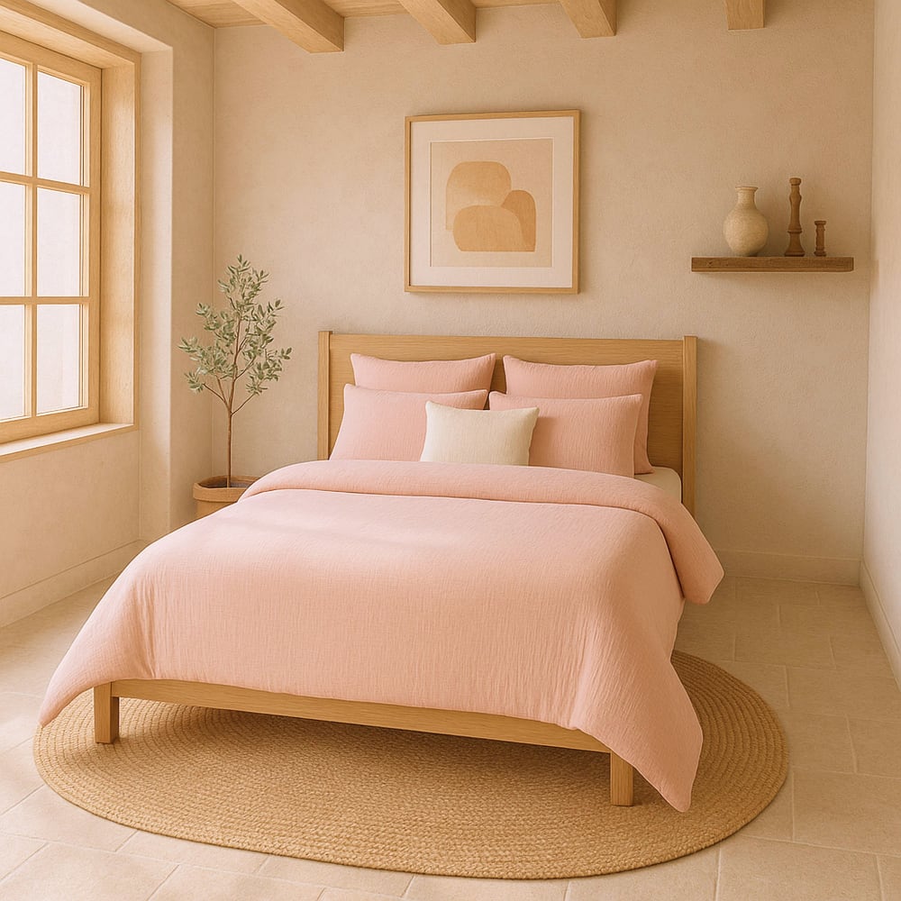 Housse de couette 220x240 cm Gaze de Coton Lavé Rose Lotus — vue 4