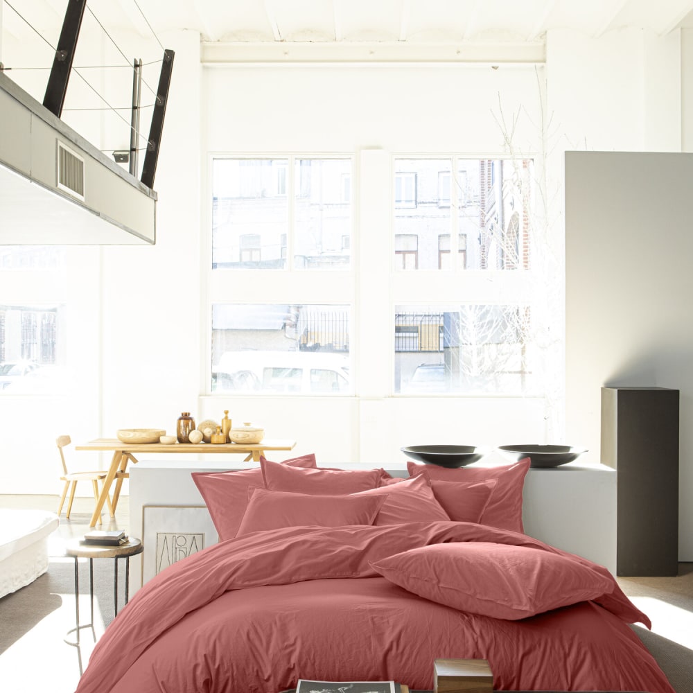 Housse de couette percale coton vieux rose 260x240 cm