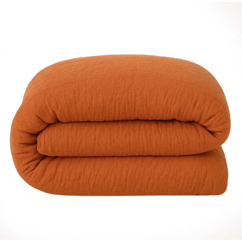 Housse de couette 240x260 cm Gaze de Coton Lavé Safran Minéral — vue 3