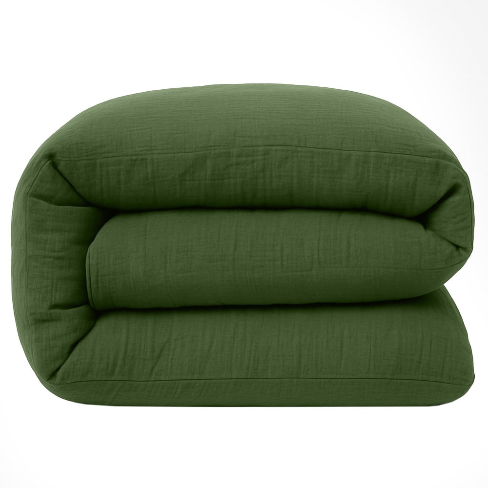 Housse de couette 220x240 cm Gaze de Coton Lavé Vert Cèdre — vue 3
