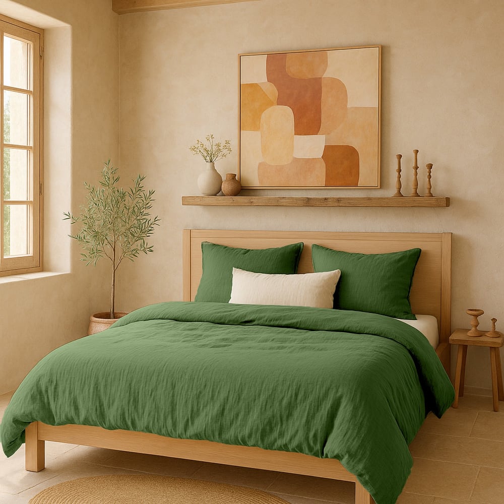 Housse de couette 240x260 cm Gaze de Coton Lavé Vert Cèdre — vue 4