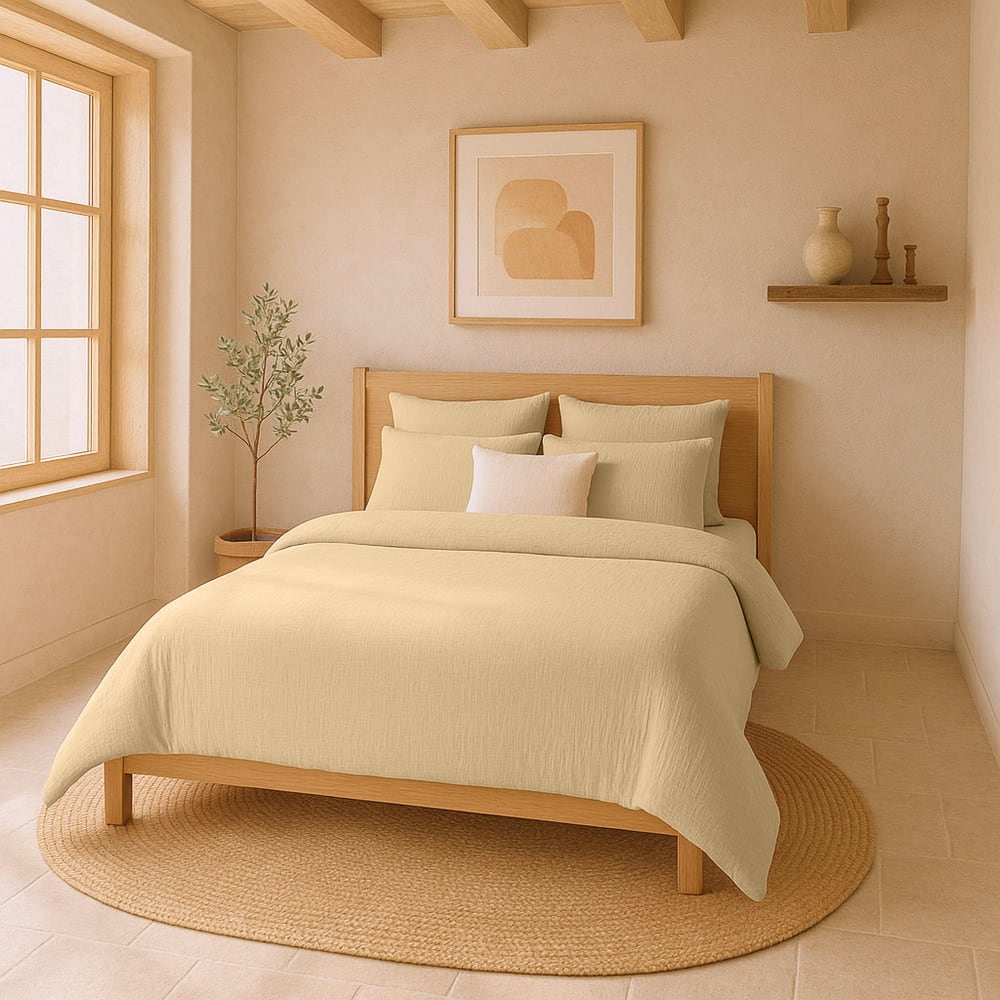 Housse de couette 240x260 cm Gaze de Coton Lavé Ecru Naturel — vue 4