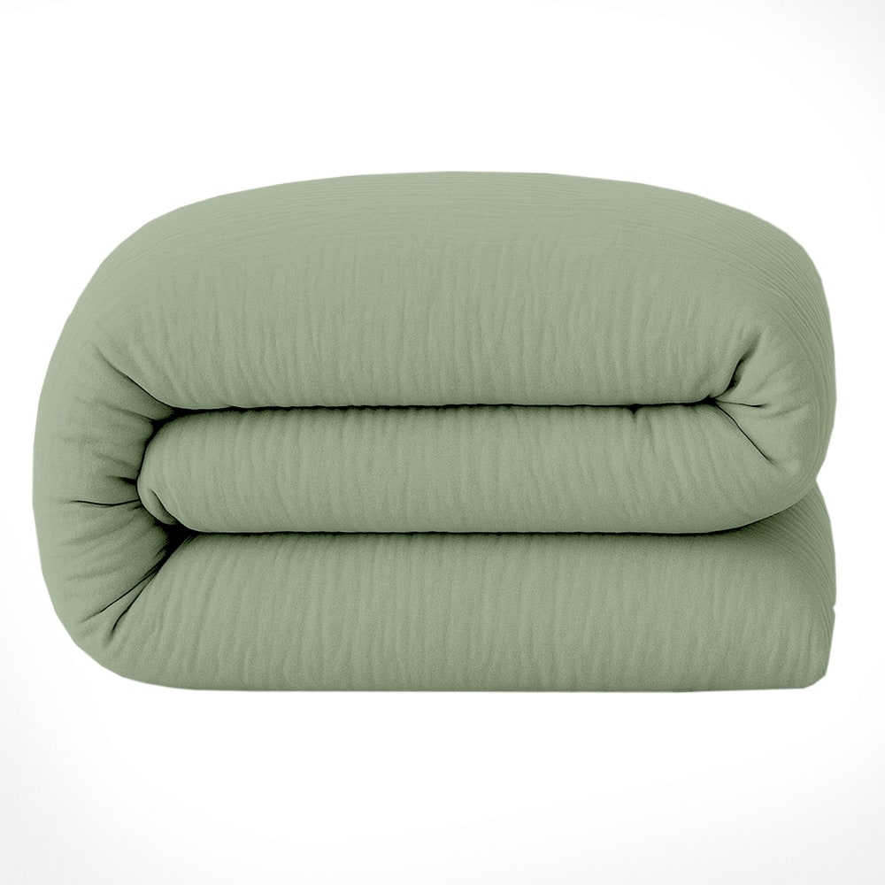 Housse de couette 220x240 cm Gaze de Coton Lavé Vert Givrée — vue 3