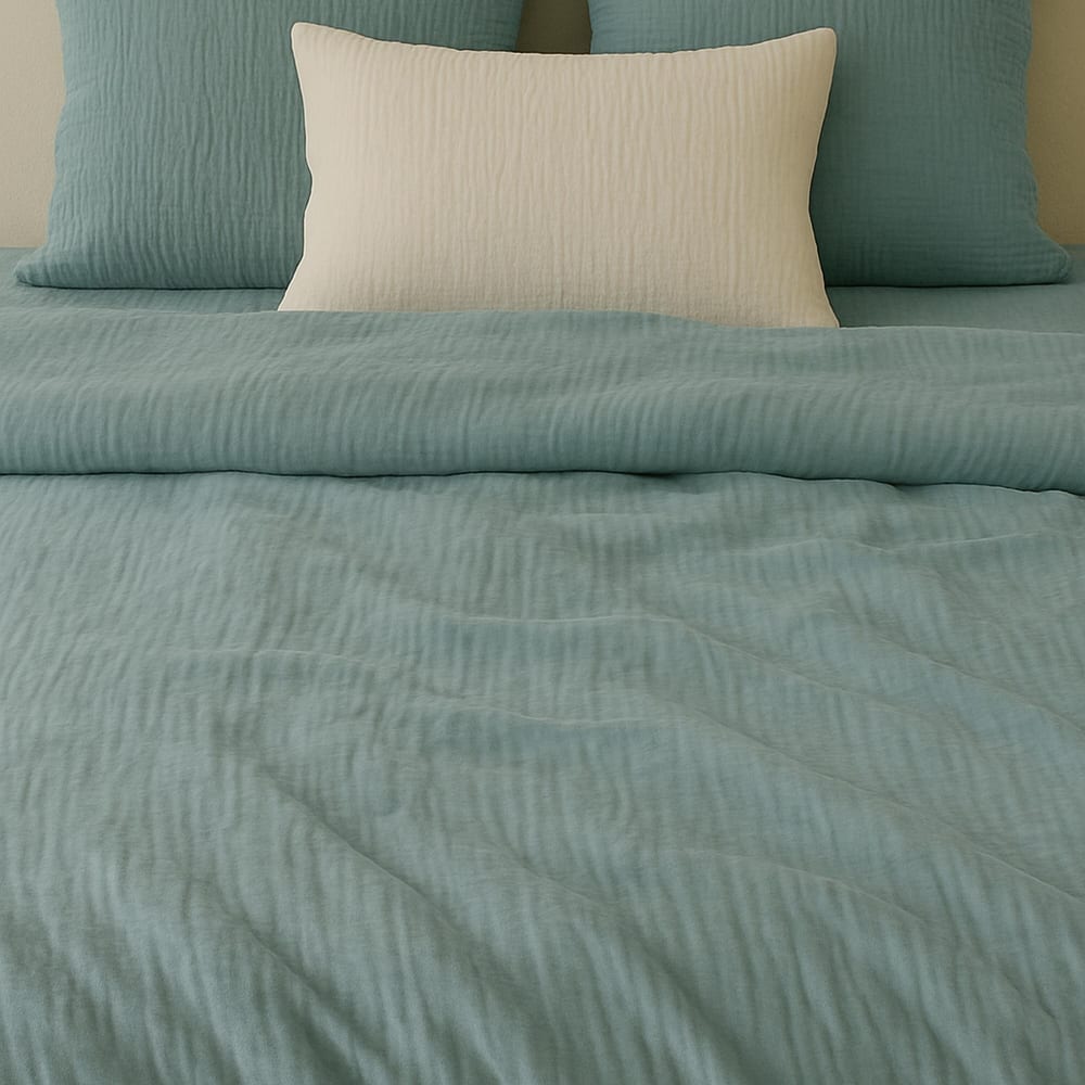 Housse de couette 240x260 cm Gaze de Coton Lavé Bleu Givrée — vue 3