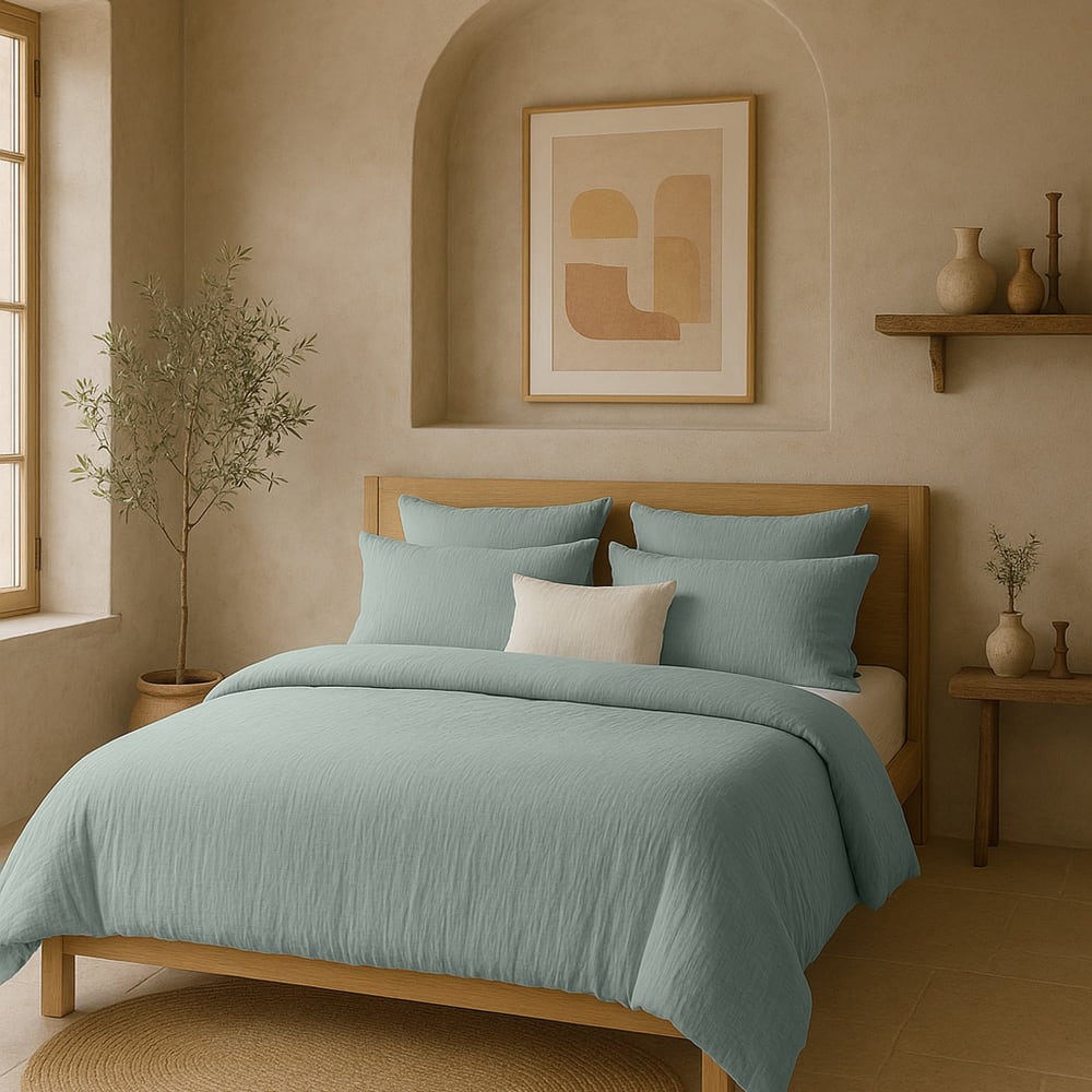 Housse de couette 240x260 cm Gaze de Coton Lavé Bleu Givrée — vue 4