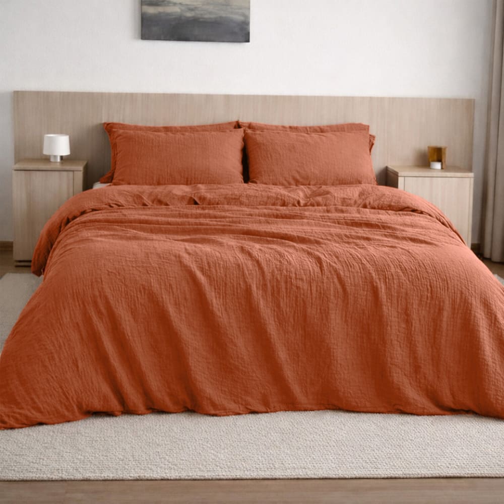 Housse de couette gaze de coton safran mineral 240x220 cm