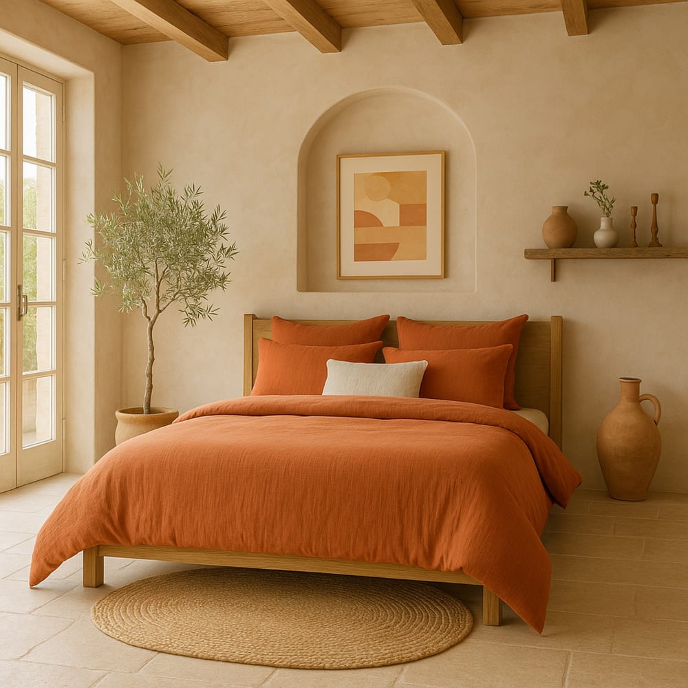 Housse de couette 220x240 cm Gaze de Coton Lavé Safran Minéral — vue 4