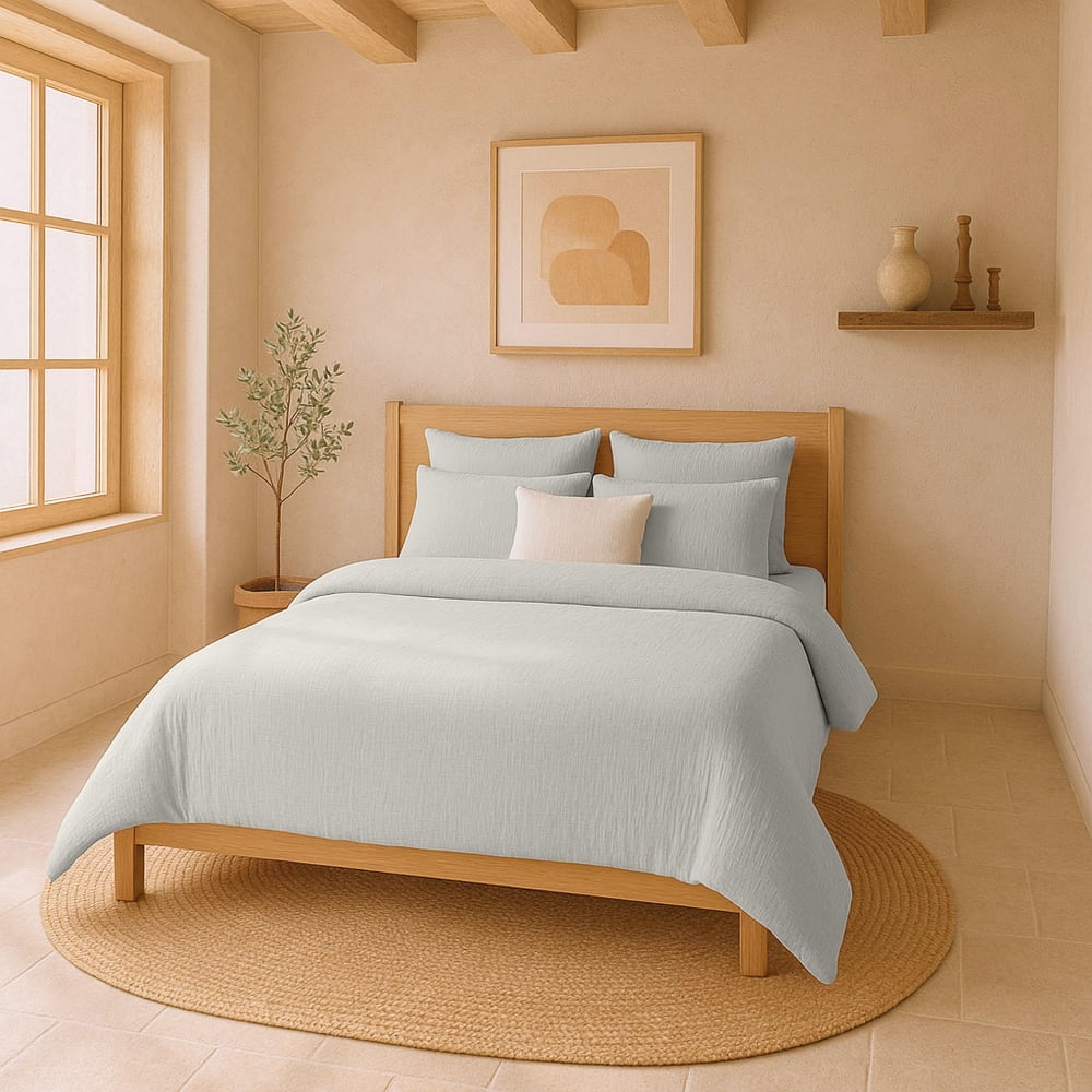 Housse de couette 220x240 cm Gaze de Coton Lavé Gris Glacier — vue 4