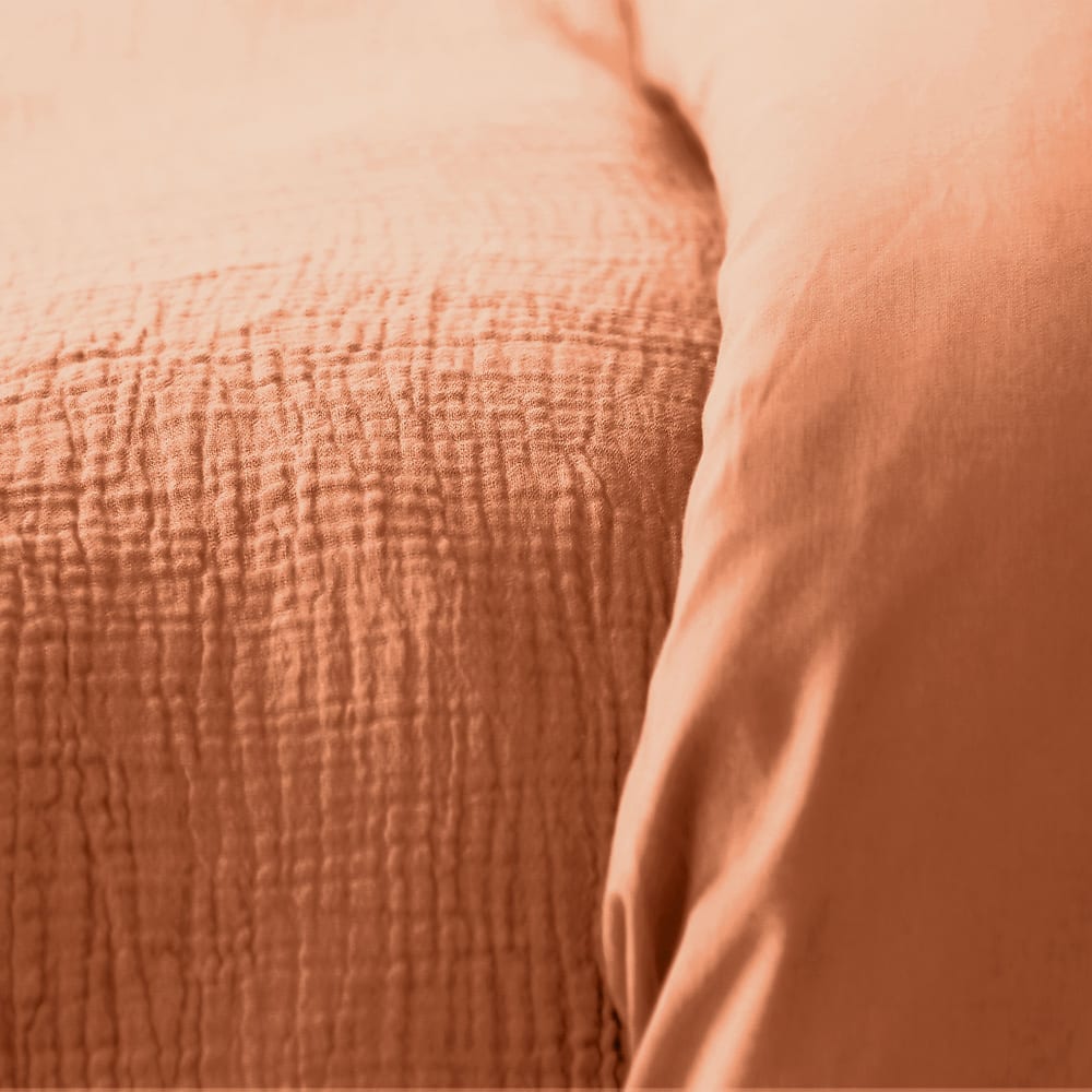 Parure de lit 220x240 cm Gaze de Coton Caramel — vue 3