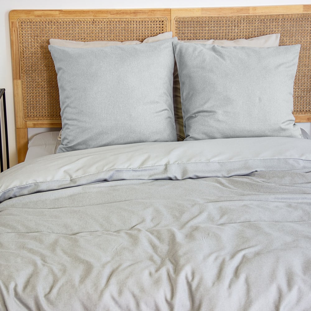 Parure de lit 220x240 cm Microfibre effet flanelle Cendre — vue 4