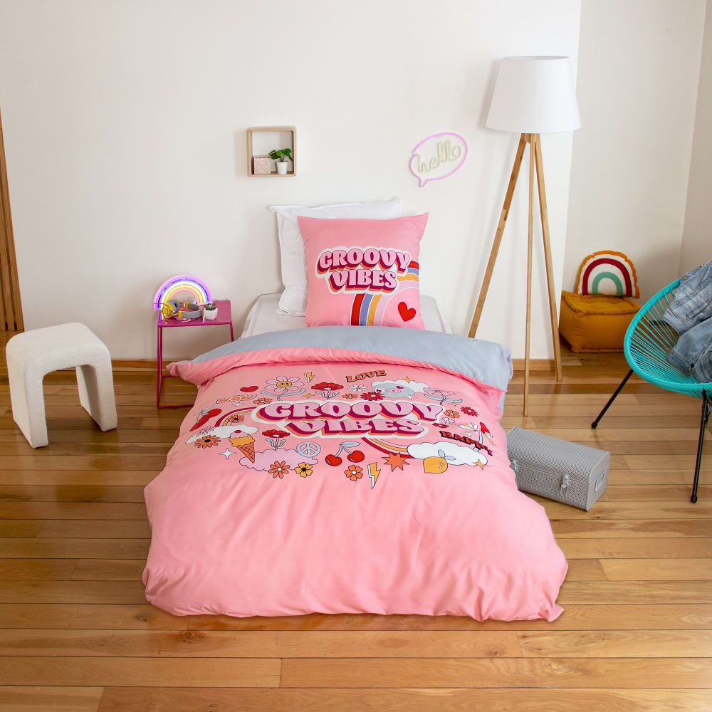 Parure de lit enfant 140x200 cm Microfibre Groovy Vibes Parure de lit enfant 140x200 cm Microfibre Groovy Vibes