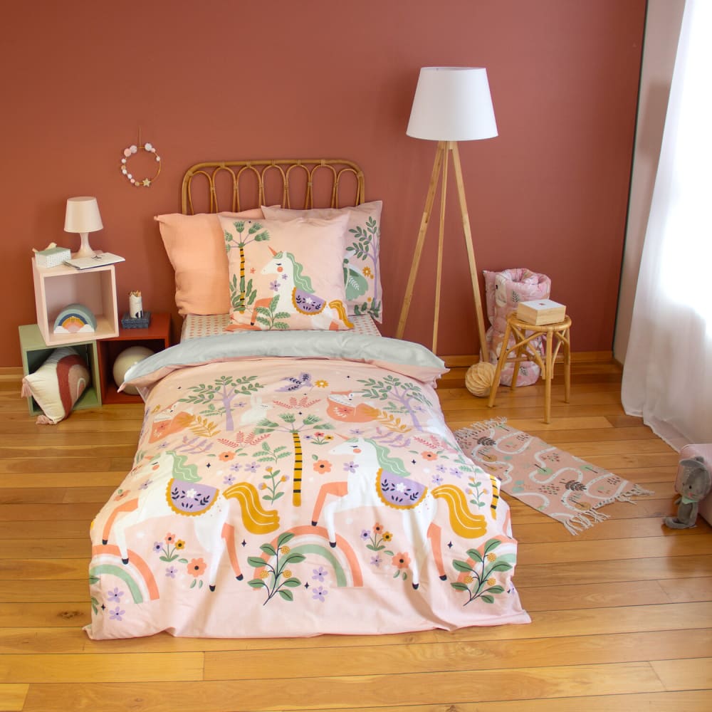 Parure de lit enfant 100% coton imprimée + 1 taie 140x200 cm