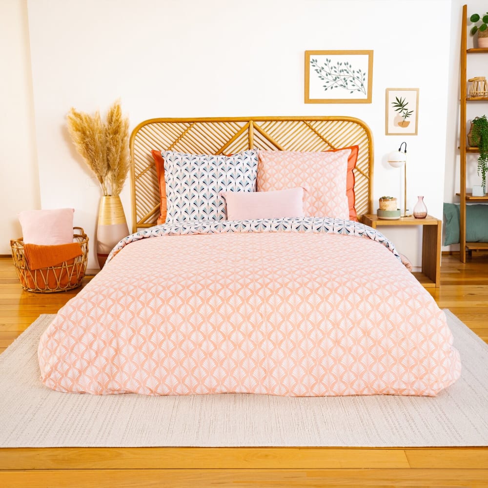 Parure housse de couette coton imprimée + 2 taies 260x240 cm