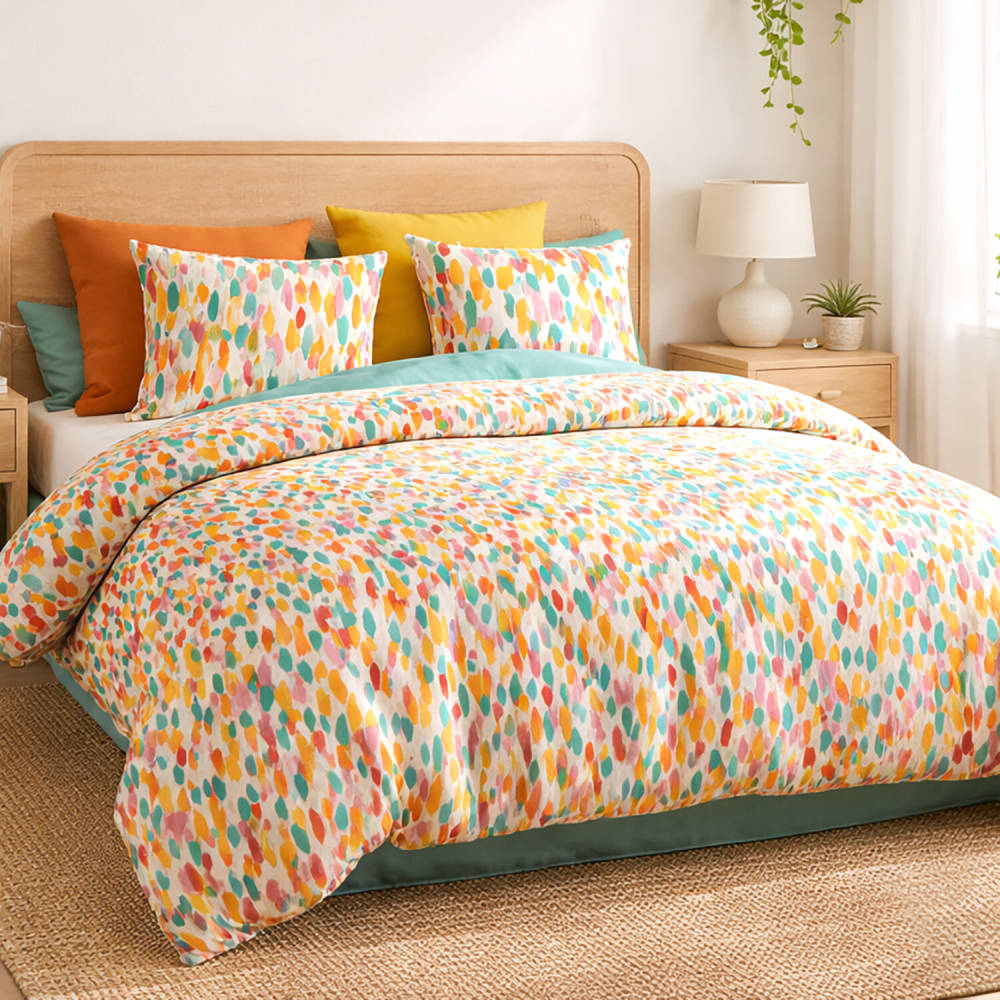 Parure housse de couette coton imprimée + 2 taies 260x240 cm — vue 3