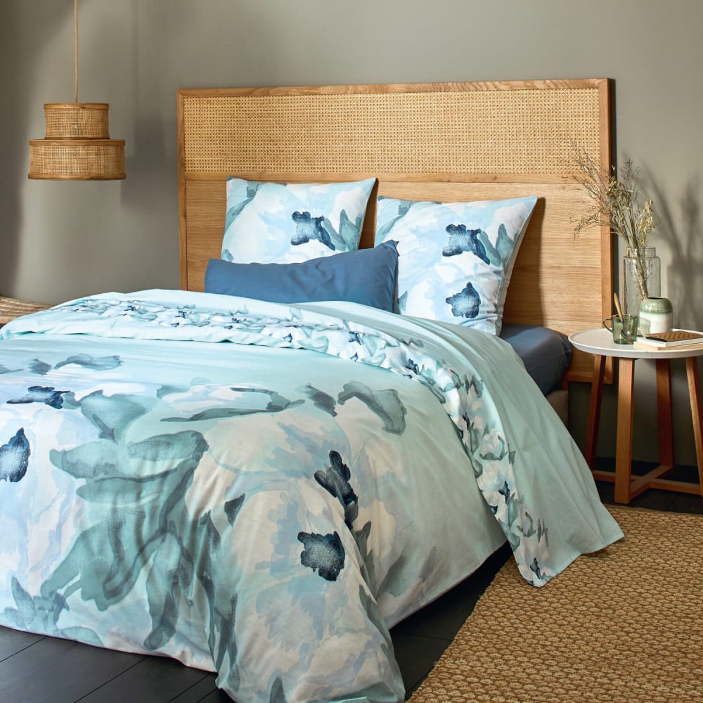 Parure housse de couette coton imprimée + 2 taies 240x220 cm