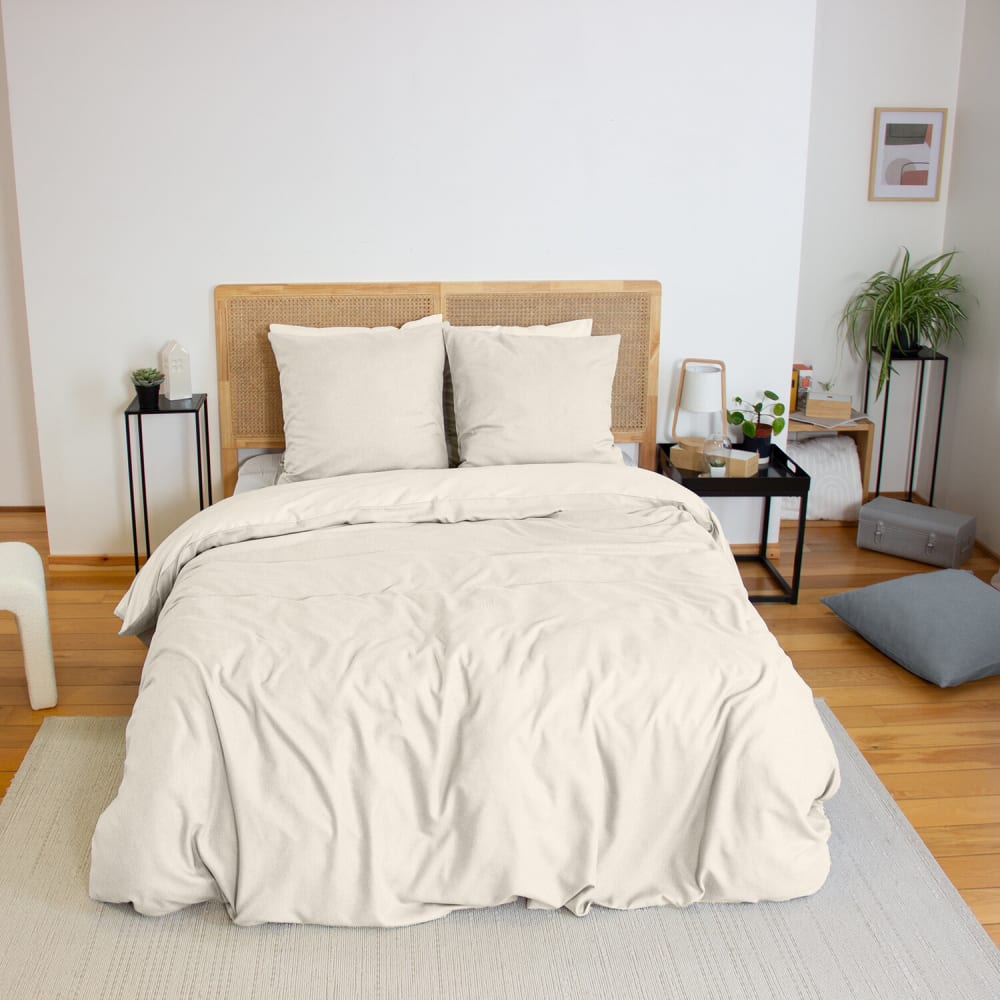 Parure housse de couette polyester creme 240x220 cm