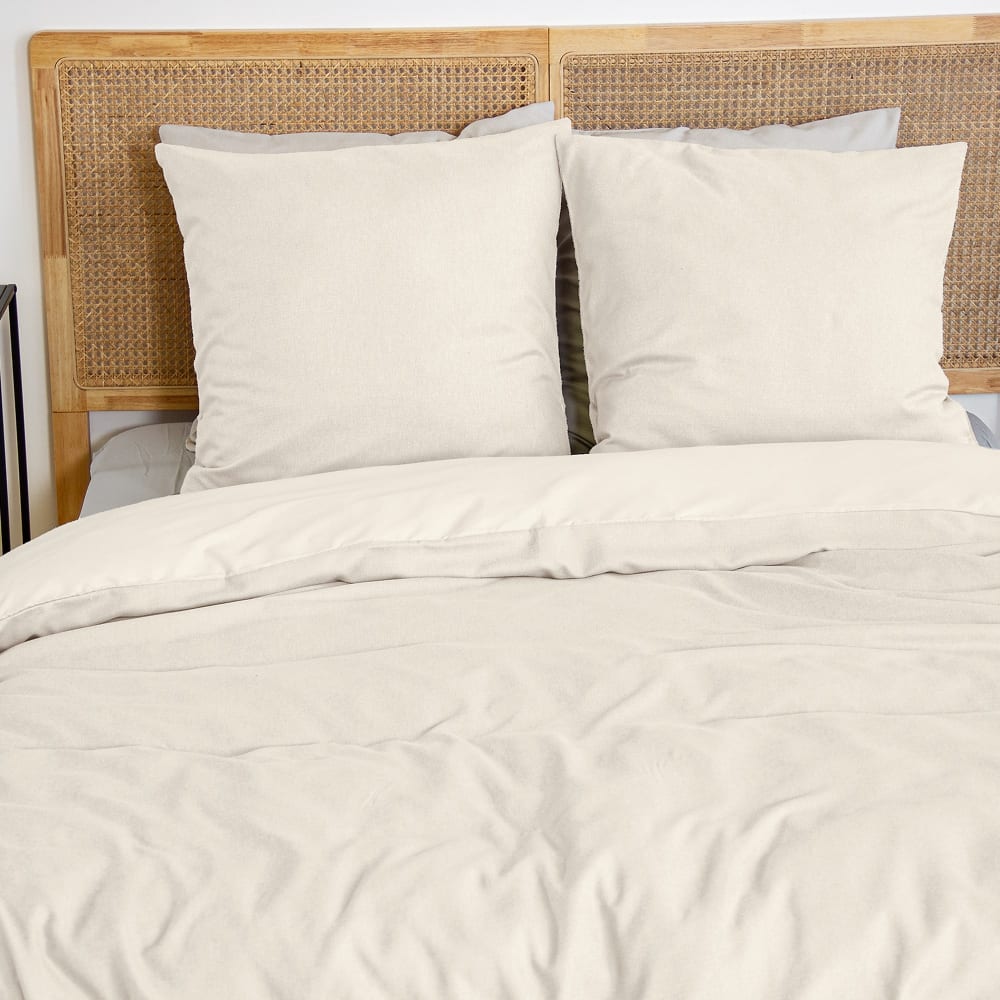 Parure de lit 220x240 cm Microfibre effet flanelle Crème — vue 4