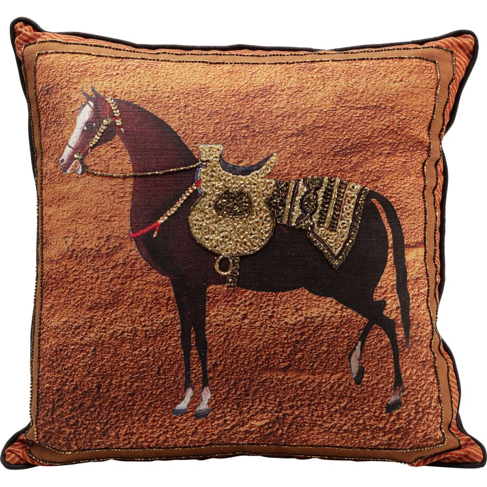 Kare Design Kissen mit Pferd, mehrfarbig, 45x45cm style modern orange Pes - Polyester