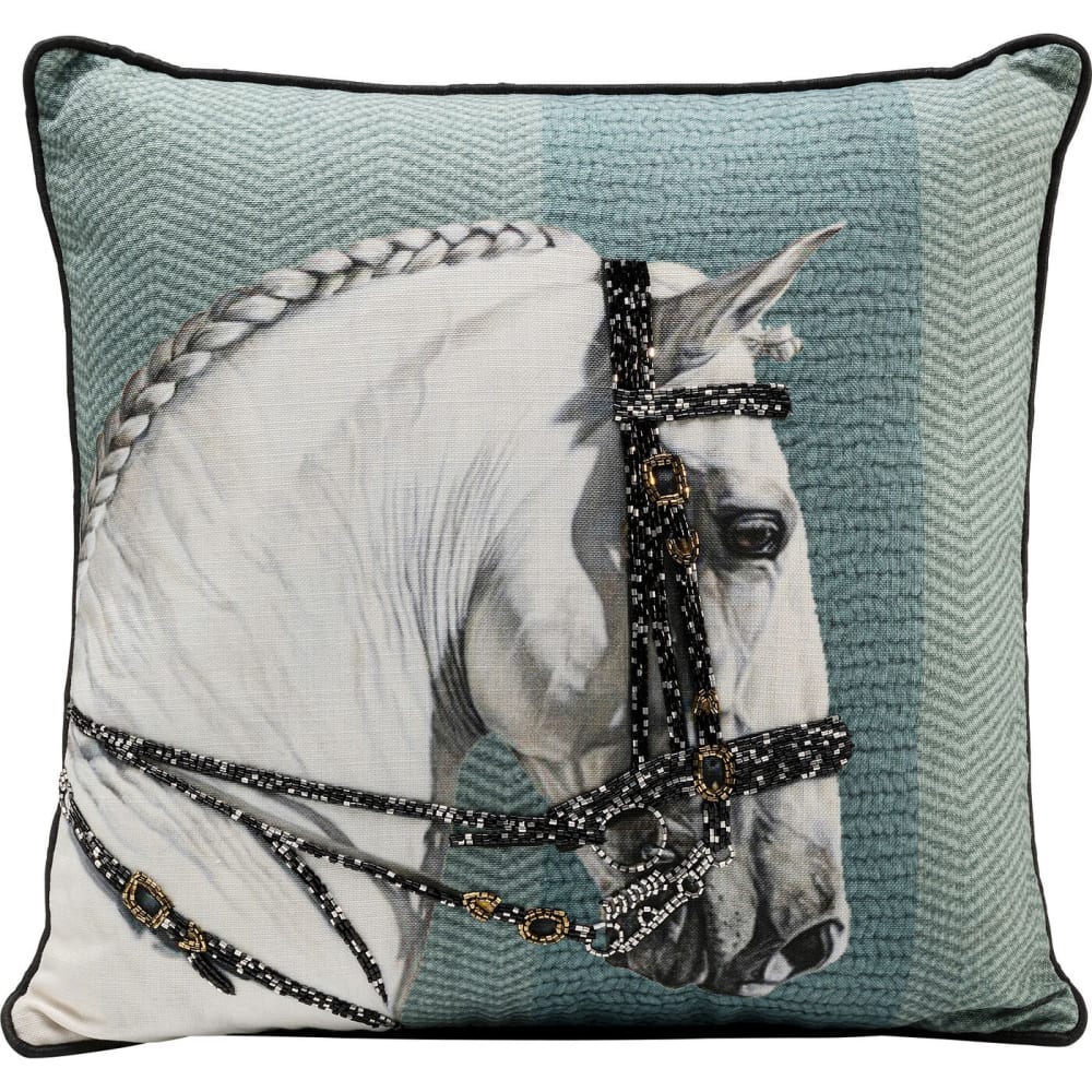 Kare Design Kissen mit Pferd, mehrfarbig, 45x45cm style modern Blau Pes - Polyester