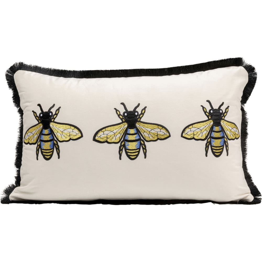 Kare Design Kissen mit Bienen, weiß und schwarz, 50x30cm style modern - Samt