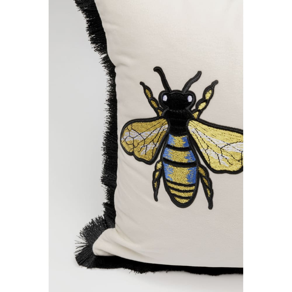 Kissen mit Bienen, weiß und schwarz, 50x30cm - Maisons Du Monde