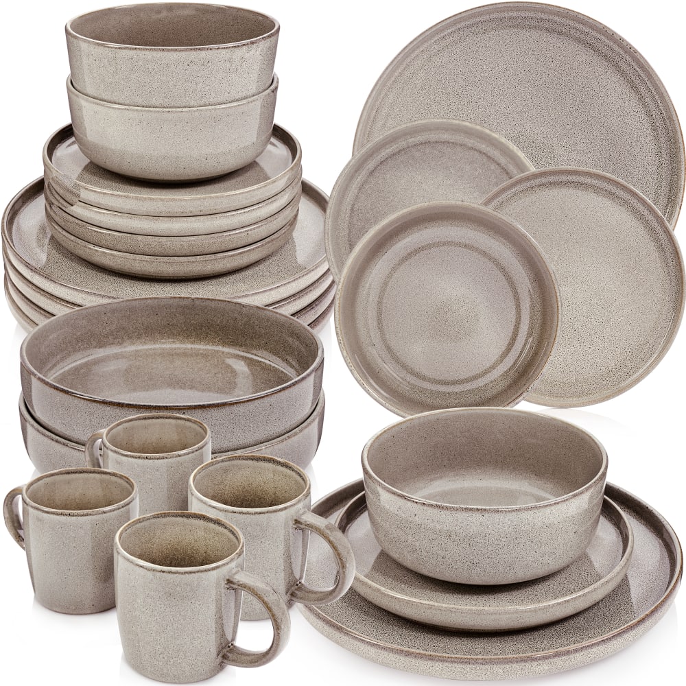 SÄNGER 30-teiliges Kombiservice aus Steingut, grau style vintage - Keramik