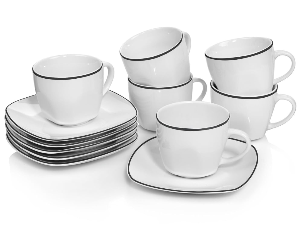 SÄNGER 12-teiliges Kaffeeservice aus Porzellan, weiß style modern - Porzellan