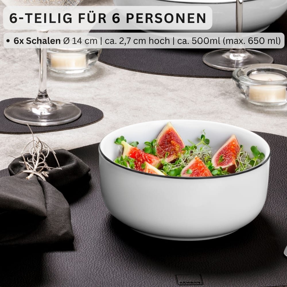 6er Set Schalen aus Porzellan, weiß - Maisons Du Monde